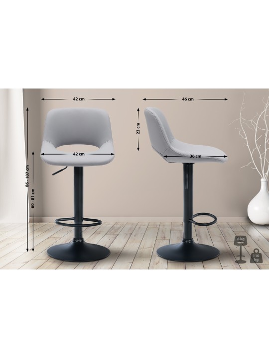 Lot de 2 tabourets de bar Camden simili cuir, gris Lot de 2 tabourets de bar Camden simili cuir, gris
