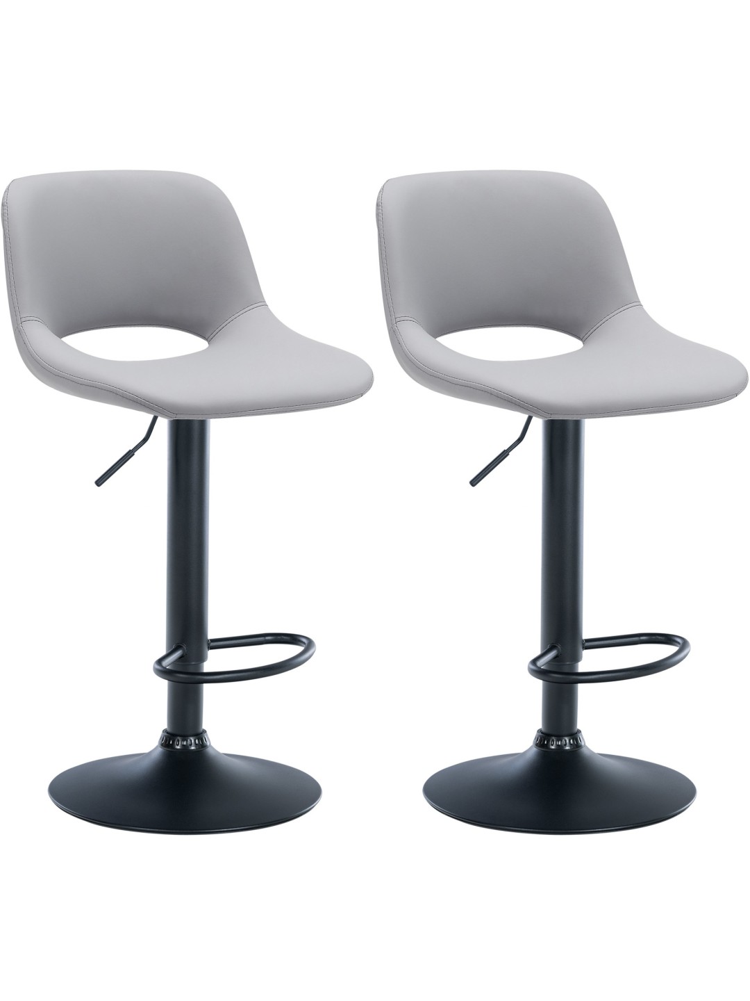 Lot de 2 tabourets de bar Camden simili cuir, gris
