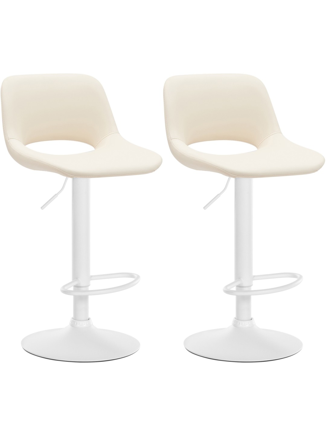 Lot de 2 tabourets de bar Camden simili cuir, crème