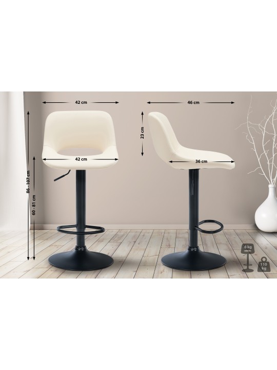 Lot de 2 tabourets de bar Camden simili cuir, crème