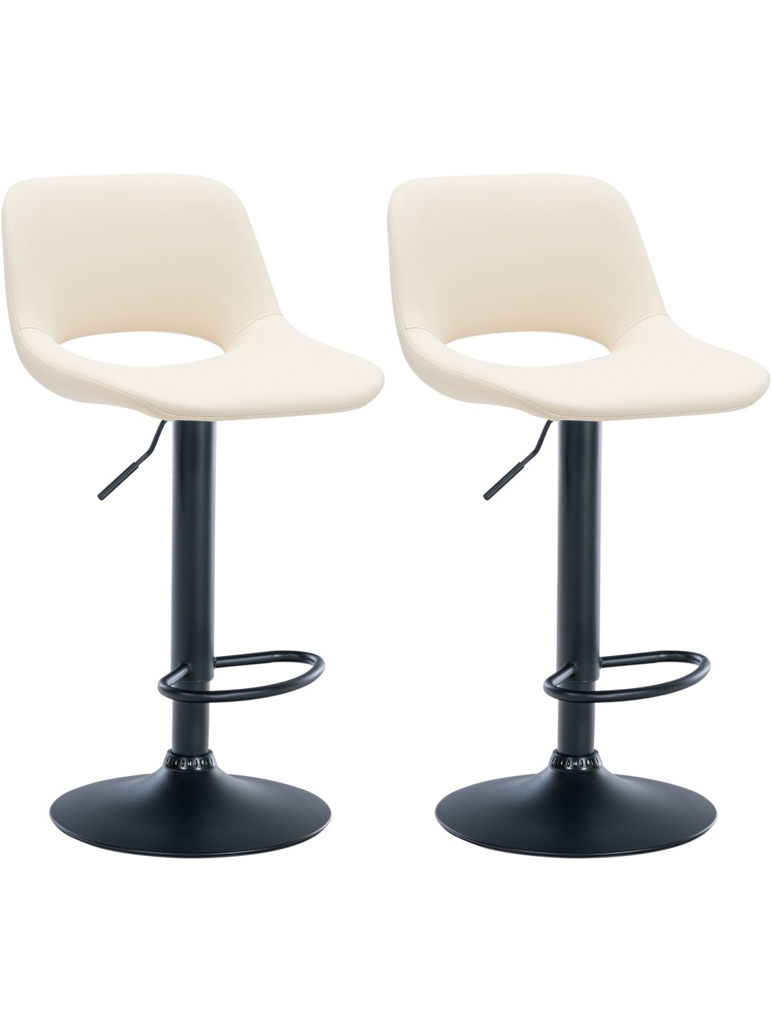 Lot de 2 tabourets de bar Camden simili cuir, crème