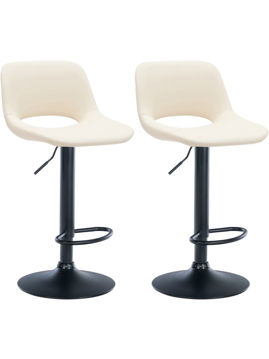 Lot de 2 tabourets de bar Camden simili cuir, crème