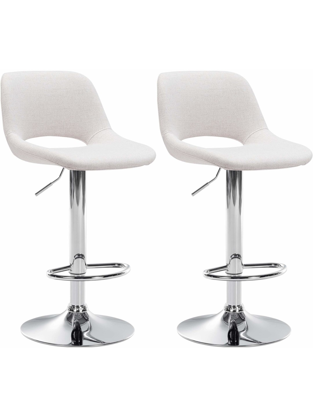 Lot de 2 tabourets de bar Camden tissu chrome, crème