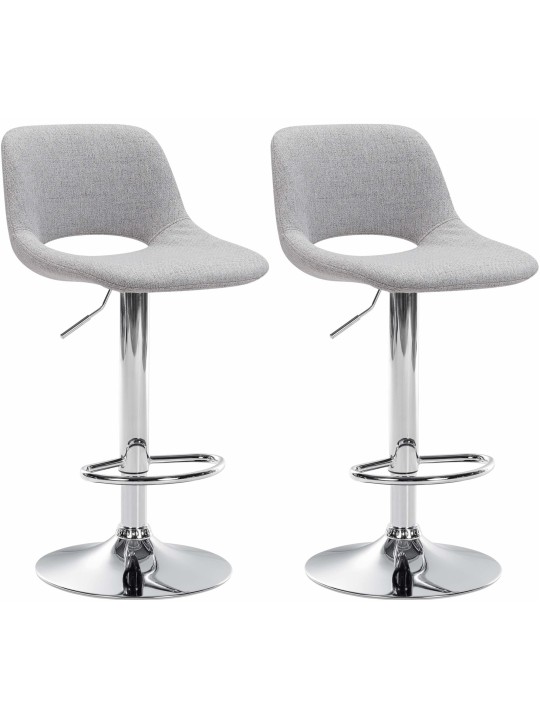 Lot de 2 tabourets de bar Camden tissu chrome, gris clair Lot de 2 tabourets de bar Camden tissu chrome, gris clair