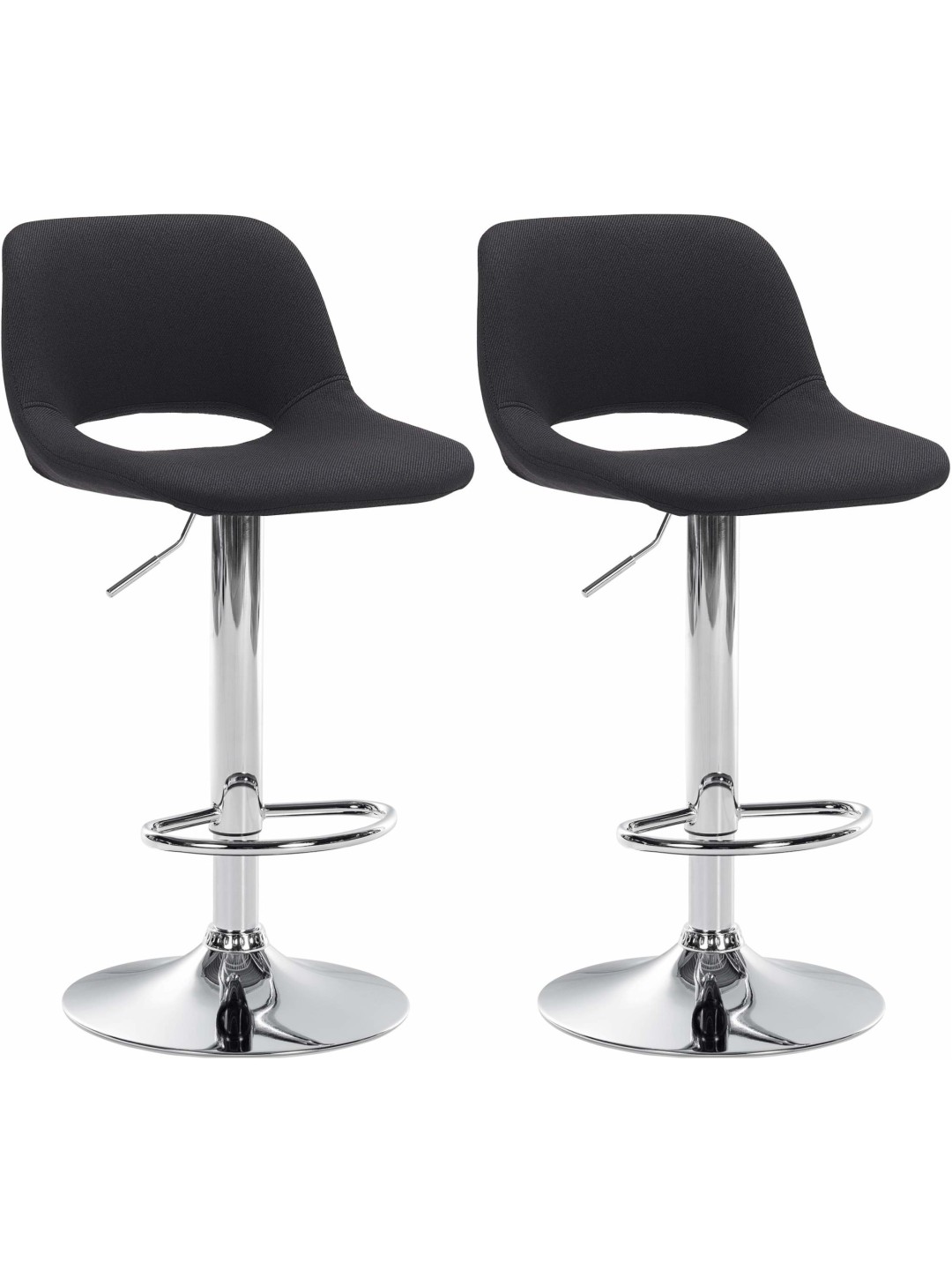 Lot de 2 tabourets de bar Camden tissu chrome, noir