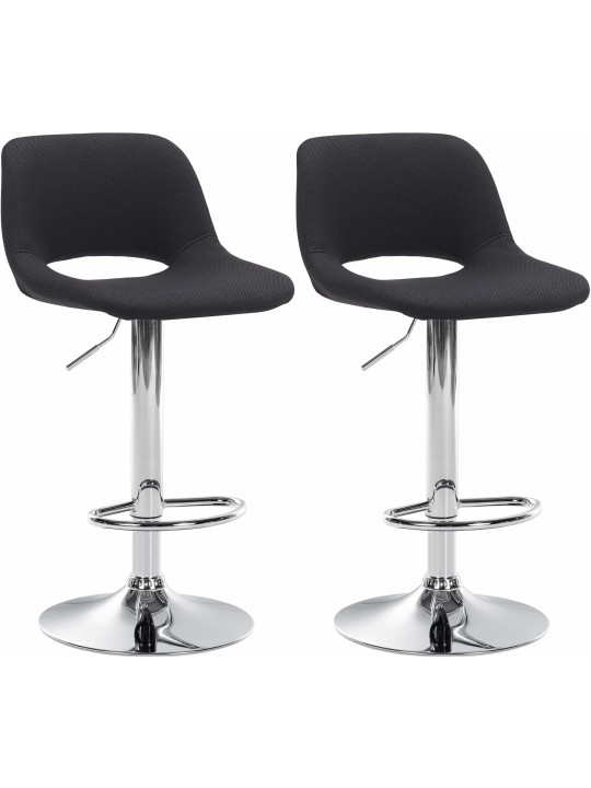 Lot de 2 tabourets de bar Camden tissu chrome, noir Lot de 2 tabourets de bar Camden tissu chrome, noir