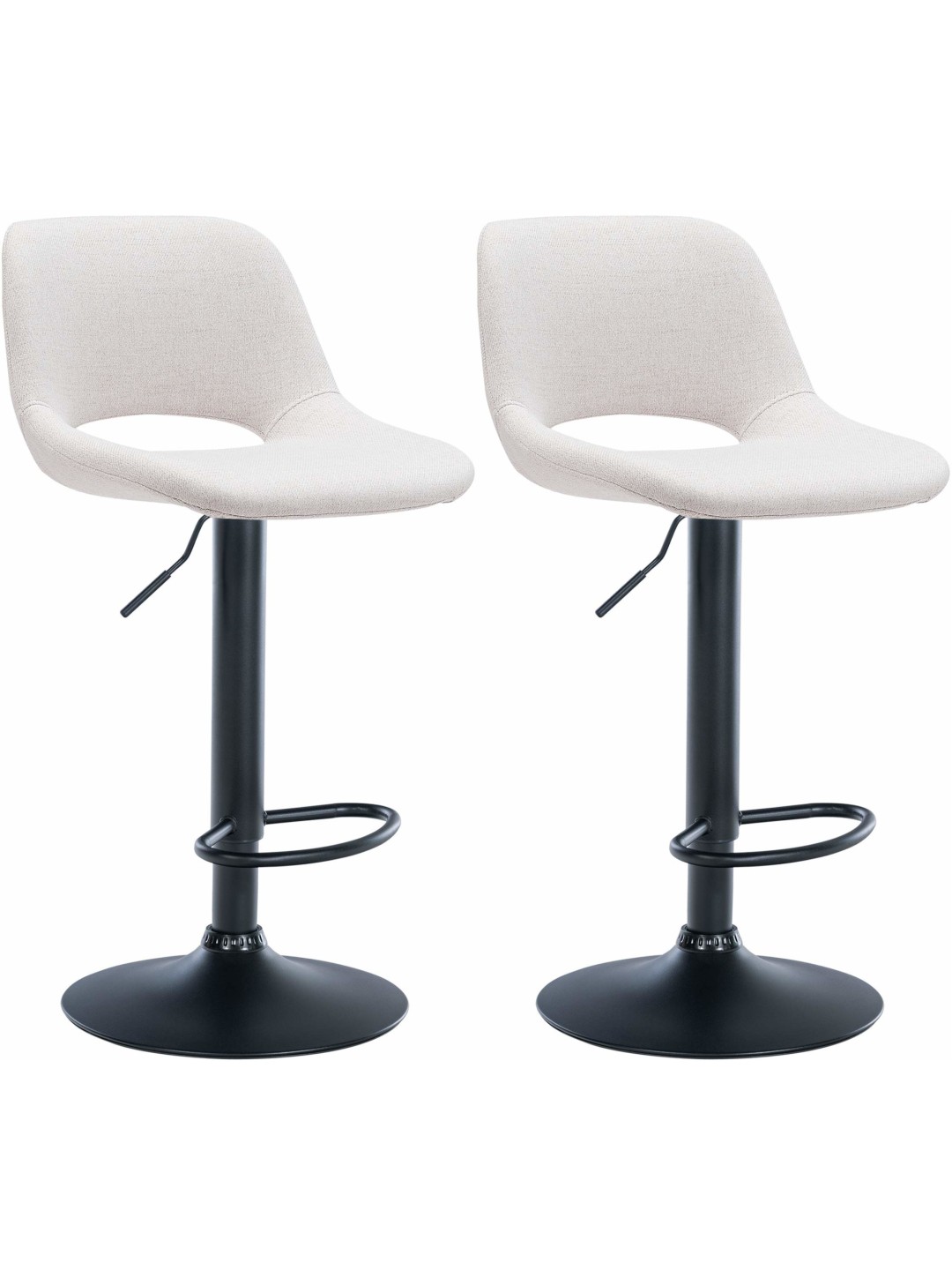 Lot de 2 tabourets de bar tissu Camden, crème