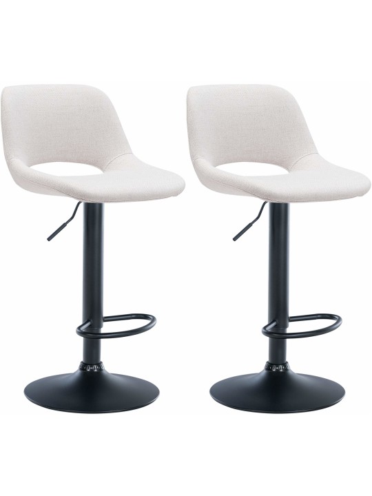 Lot de 2 tabourets de bar tissu Camden, crème