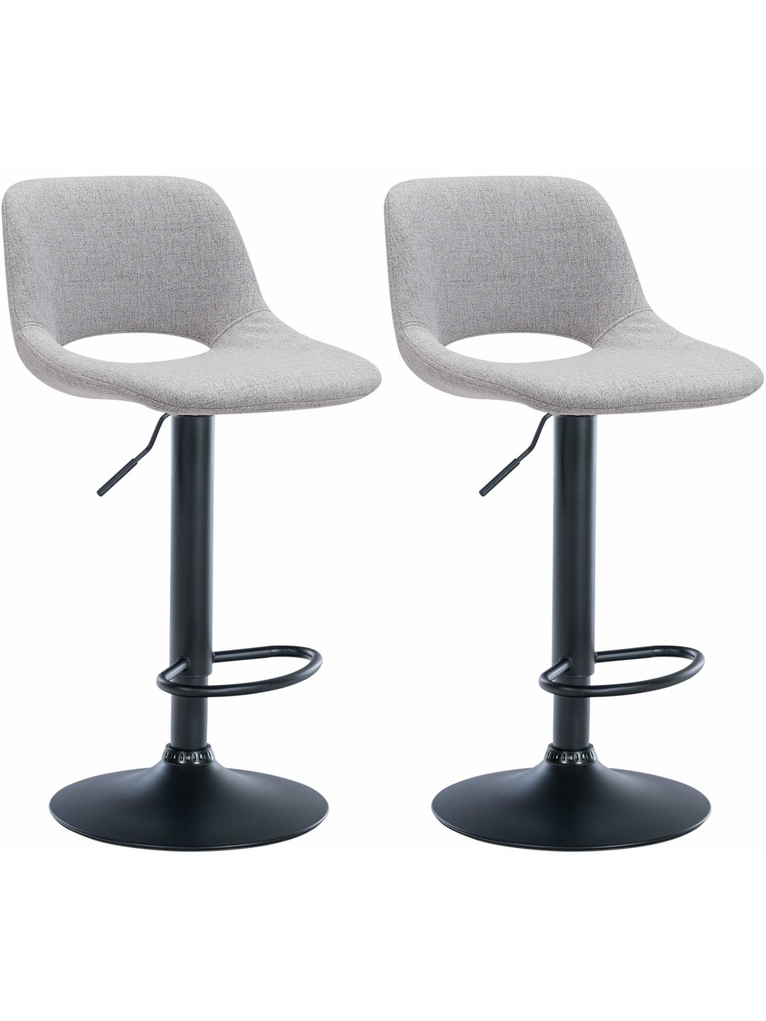 Lot de 2 tabourets de bar tissu Camden, gris clair