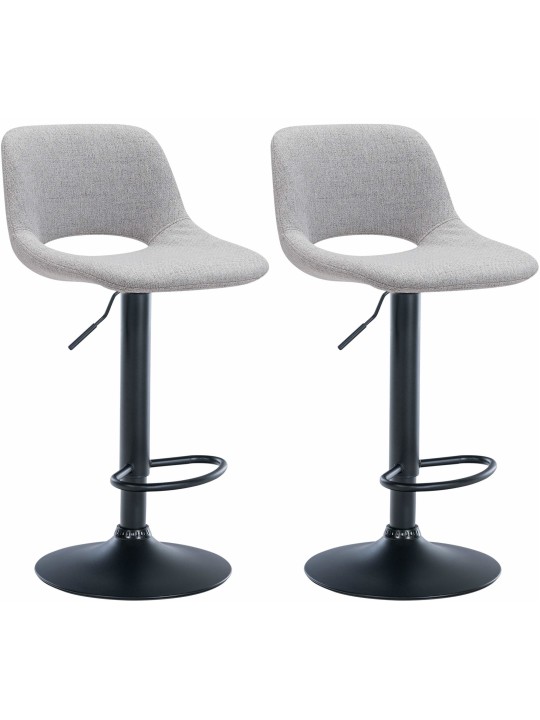 Lot de 2 tabourets de bar tissu Camden, gris clair