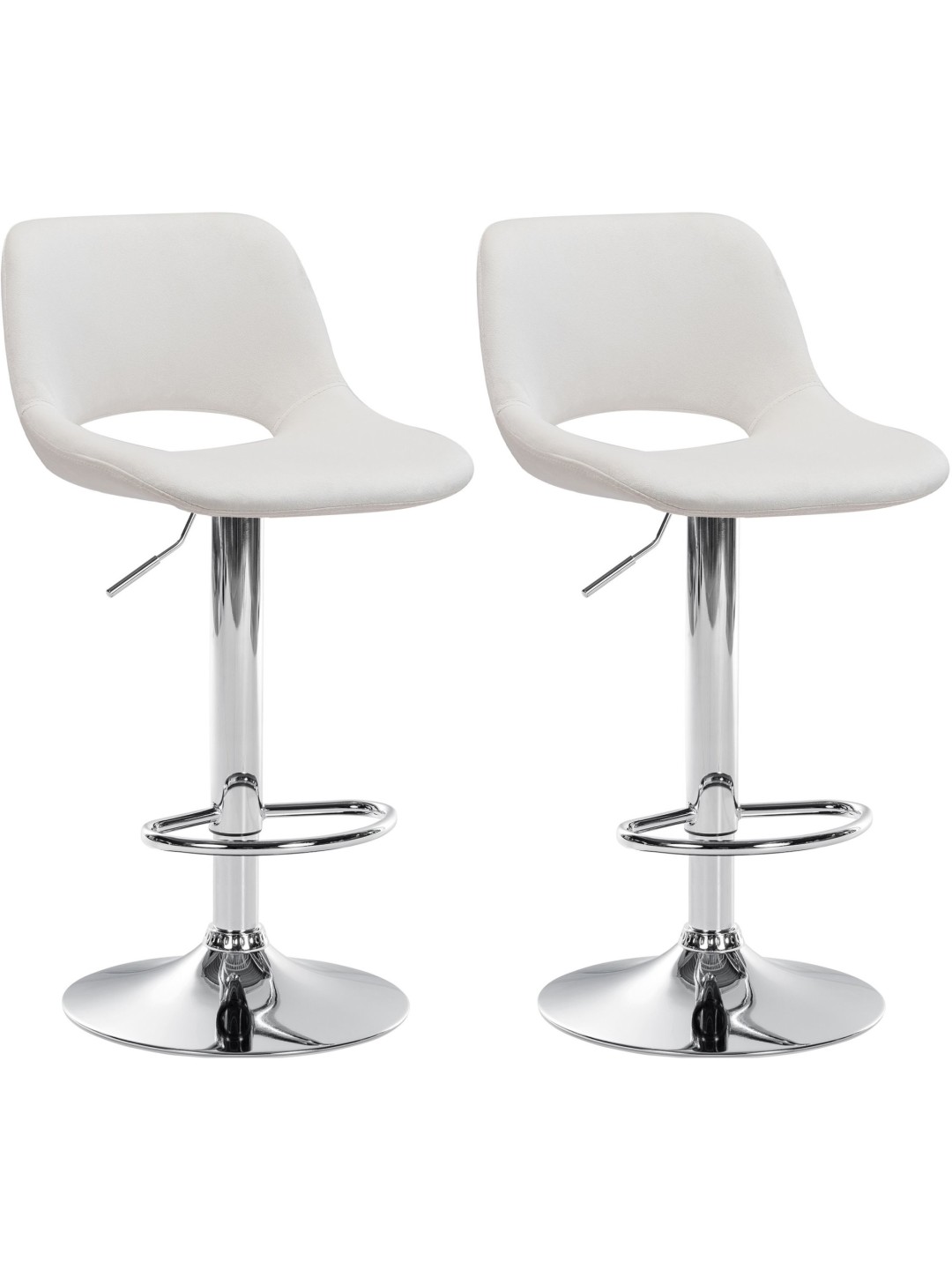 Lot de 2 tabourets de bar Camden velours chrome, crème