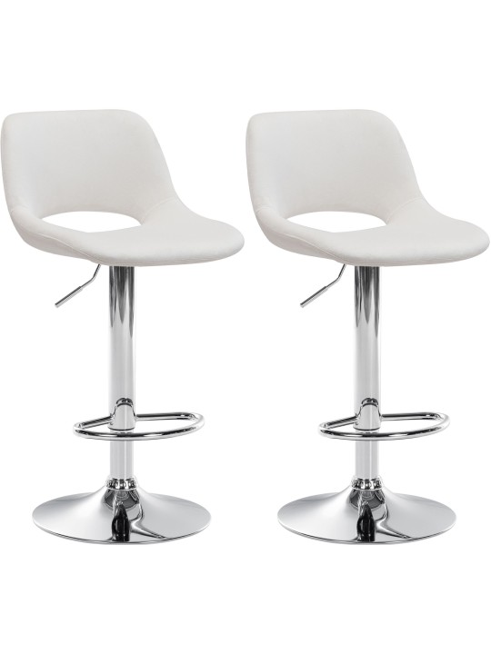 Lot de 2 tabourets de bar Camden velours chrome, crème