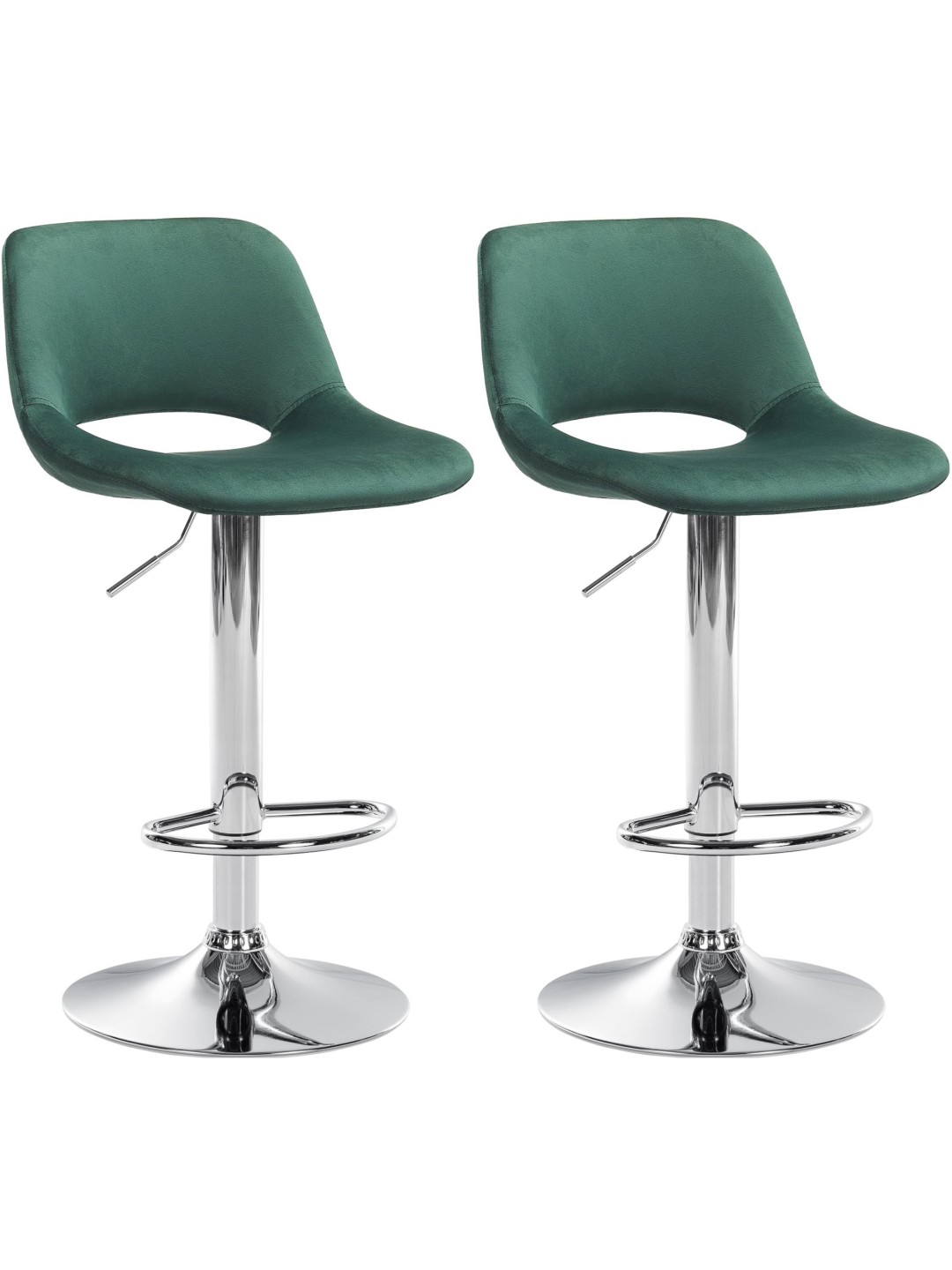 Lot de 2 tabourets de bar Camden velours chrome, vert