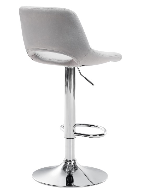 Lot de 2 tabourets de bar Camden velours chrome, gris clair