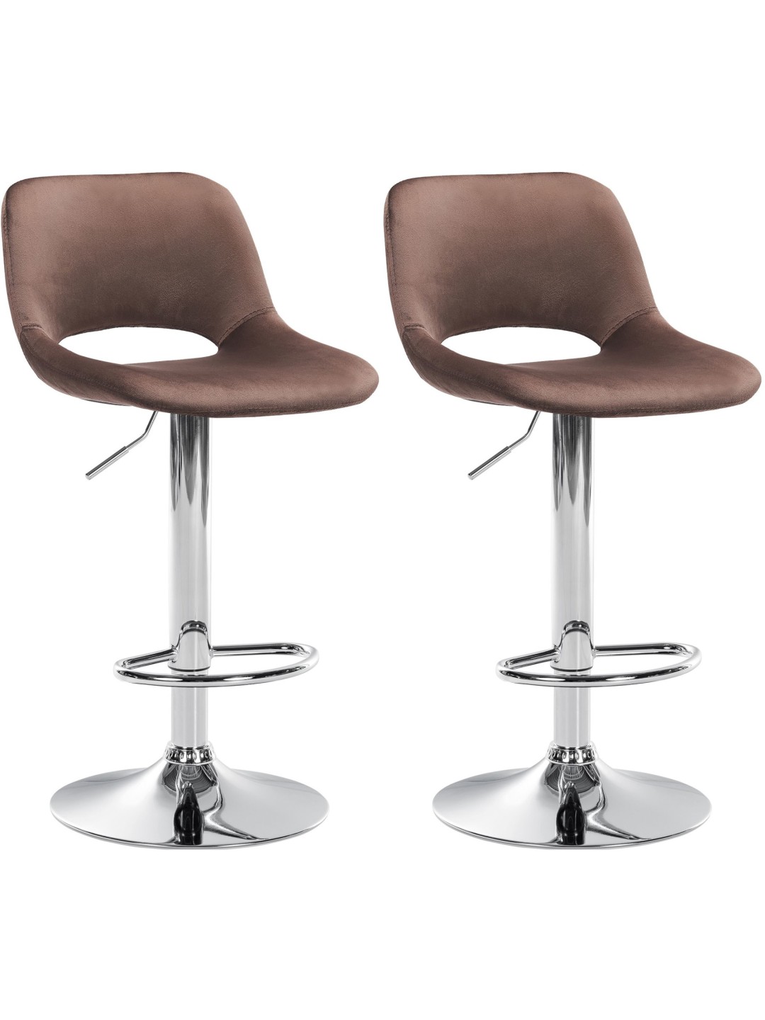 Lot de 2 tabourets de bar Camden velours chrome, brun