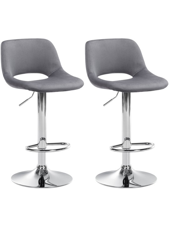 Lot de 2 tabourets de bar Camden velours chrome, gris foncé Lot de 2 tabourets de bar Camden velours chrome, gris foncé