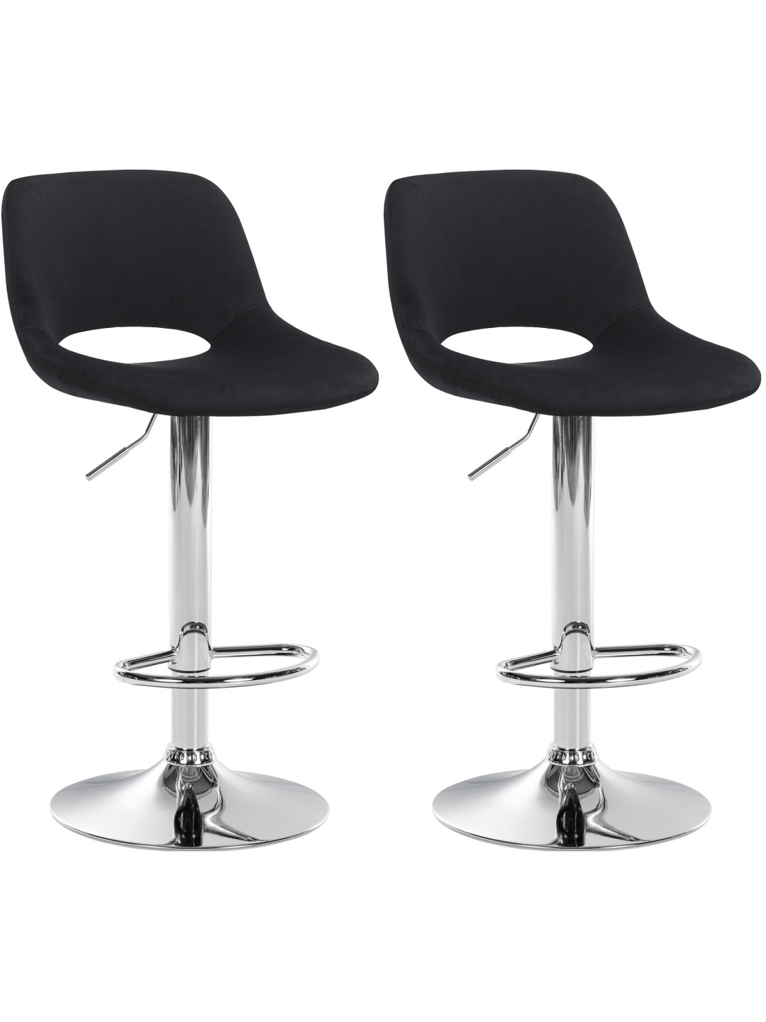 Lot de 2 tabourets de bar Camden velours chrome, noir