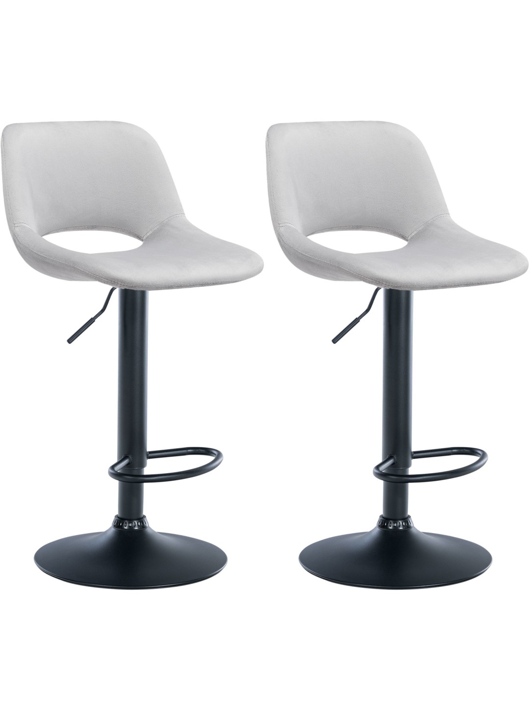 Lot de 2 tabourets de bar Camden velours, gris clair