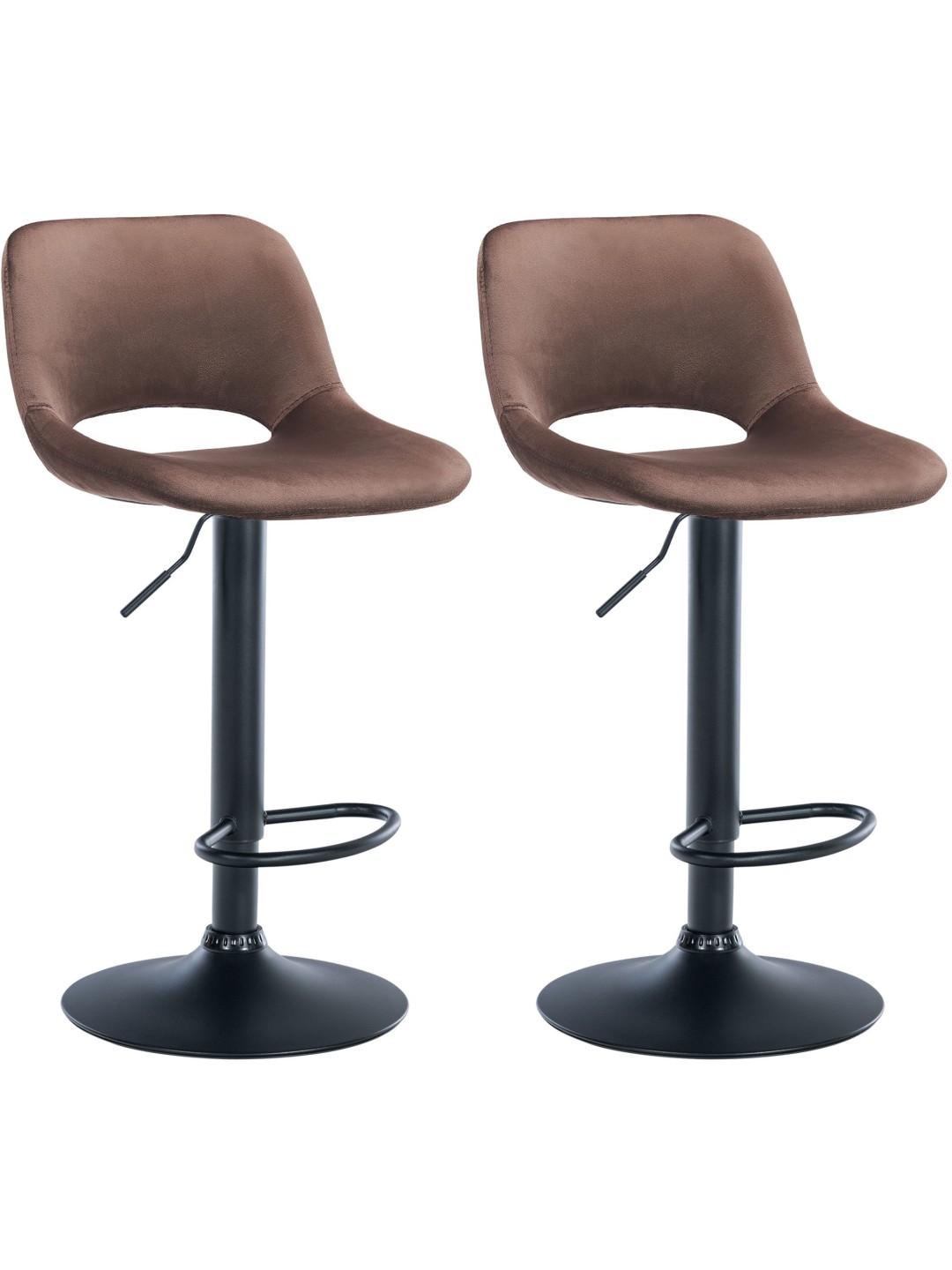 Lot de 2 tabourets de bar Camden velours, brun