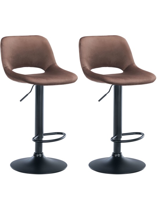 Lot de 2 tabourets de bar Camden velours, brun Lot de 2 tabourets de bar Camden velours, brun