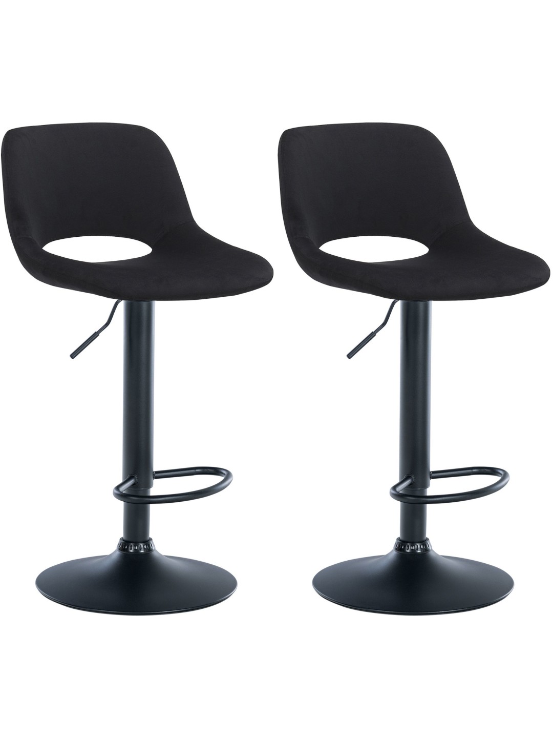 Lot de 2 tabourets de bar Camden velours, noir