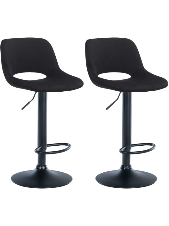 Lot de 2 tabourets de bar Camden velours, noir Lot de 2 tabourets de bar Camden velours, noir