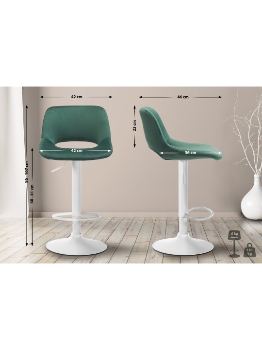 Lot de 2 tabourets de bar Camden velours, vert Lot de 2 tabourets de bar Camden velours, vert