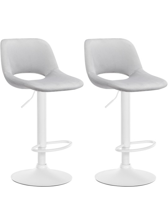 Lot de 2 tabourets de bar Camden velours, gris clair Lot de 2 tabourets de bar Camden velours, gris clair