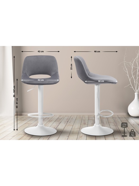 Lot de 2 tabourets de bar Camden velours, gris foncé Lot de 2 tabourets de bar Camden velours, gris foncé
