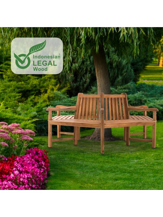 Banc arbre Sonja avec accoudoirs 200 cm, teck