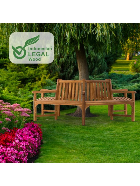 Banc arbre Sonja avec accoudoirs 250 cm, teck