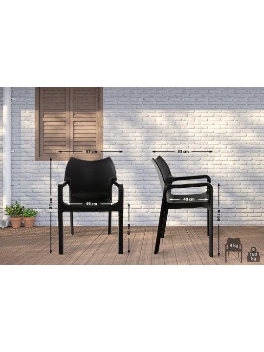 Lot de 4 chaises Diva, noir