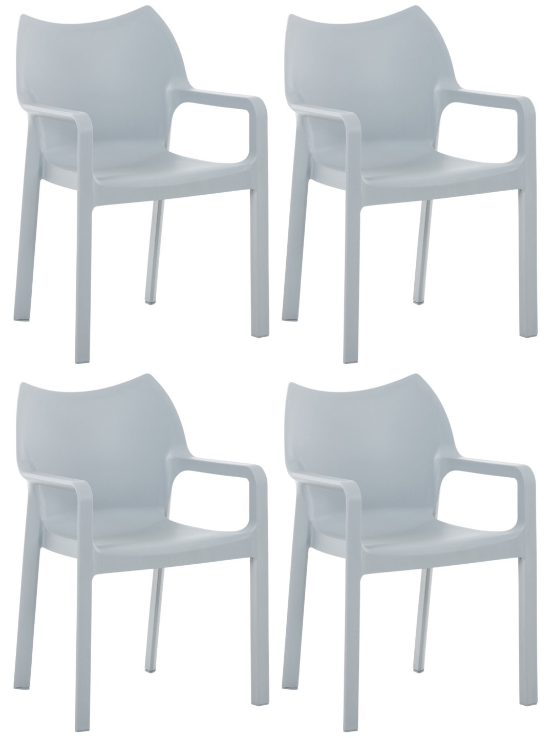 Lot de 4 chaises Diva, gris clair