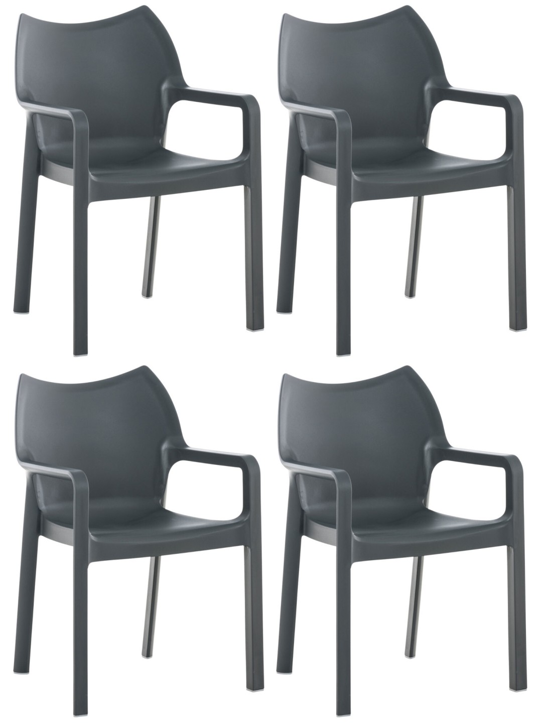 Lot de 4 chaises Diva, gris foncé
