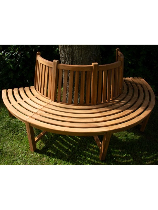 Banc d'arbre Mâle 206cm semi-circulaire avec dossier, brun