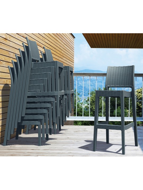 Ensemble de 4 tabourets de bar Jamaica, gris foncé Ensemble de 4 tabourets de bar Jamaica, gris foncé