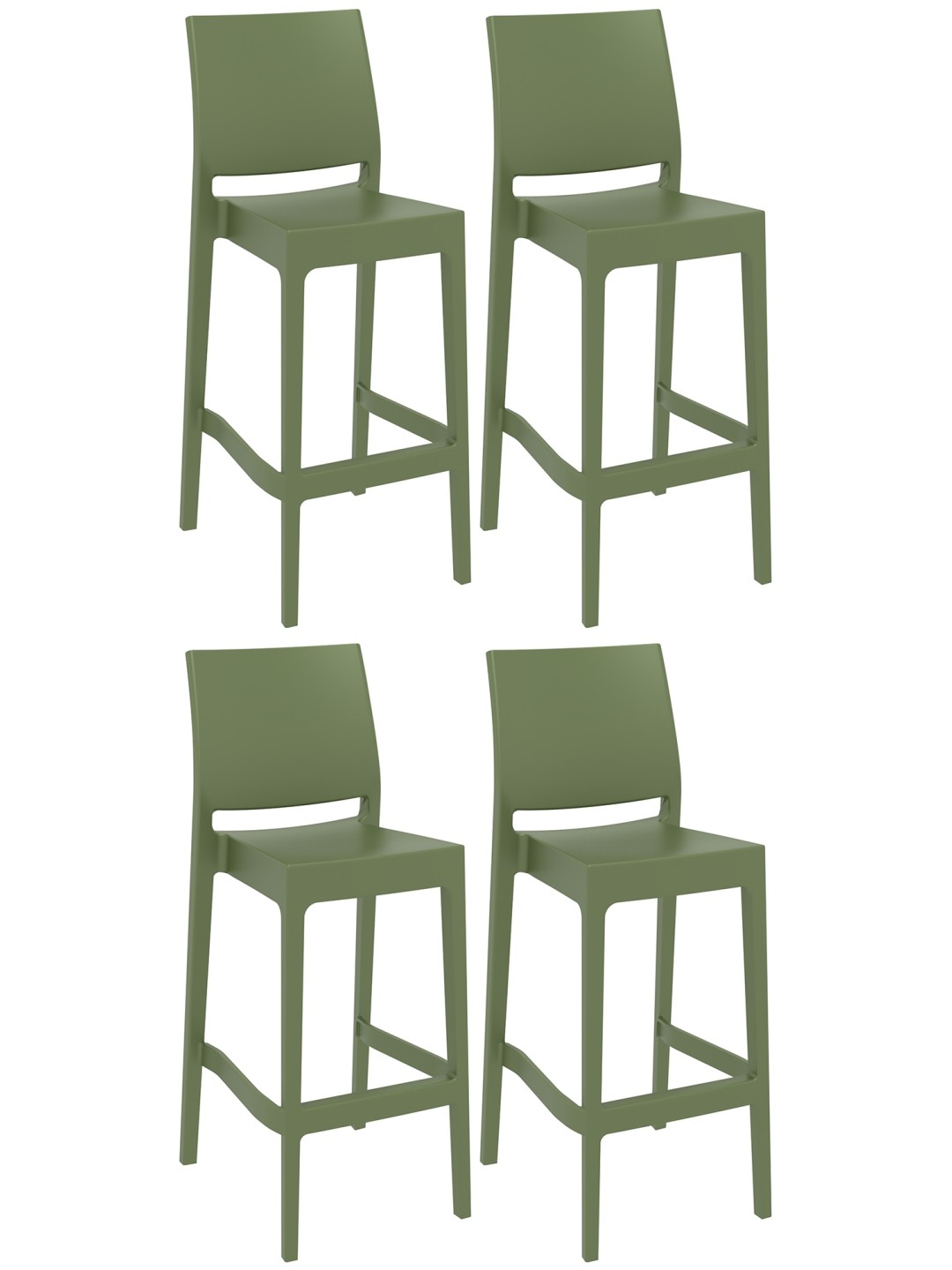 Lot de 4 tabourets de bar Maya, olive