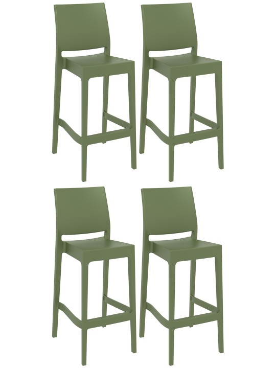 Lot de 4 tabourets de bar Maya, olive