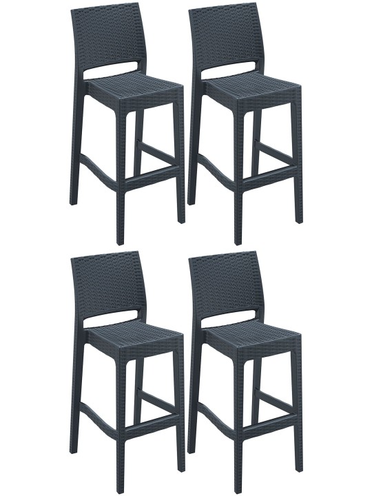 Ensemble de 4 tabourets de bar Jamaica, gris foncé Ensemble de 4 tabourets de bar Jamaica, gris foncé