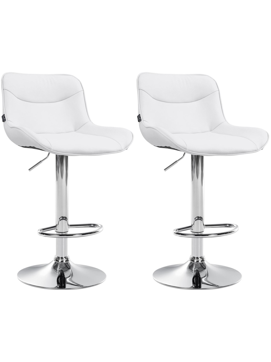 Lot de 2 tabourets de bar Vonore simili cuir chromé, blanc