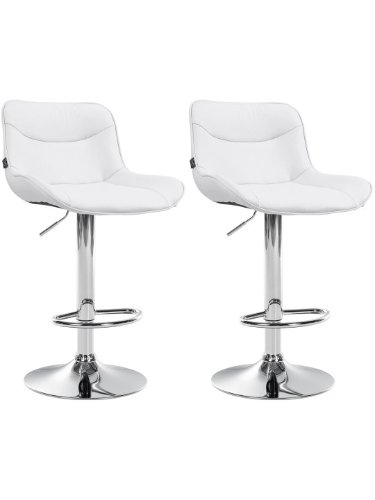 Lot de 2 tabourets de bar Vonore simili cuir chromé, blanc
