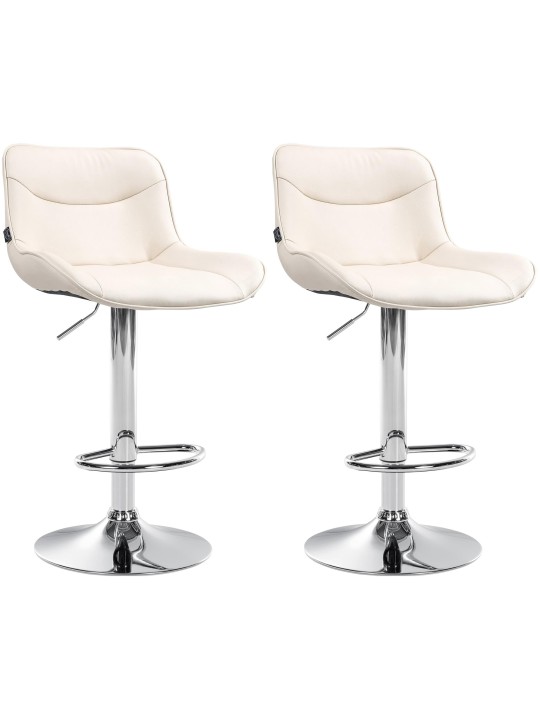 Lot de 2 tabourets de bar Vonore simili cuir chromé, crème