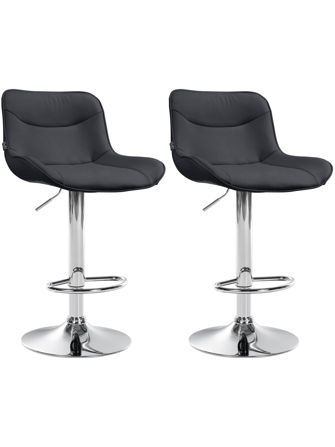 Lot de 2 tabourets de bar Vonore simili cuir chromé, noir