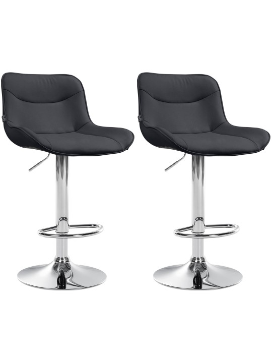 Lot de 2 tabourets de bar Vonore simili cuir chromé, noir