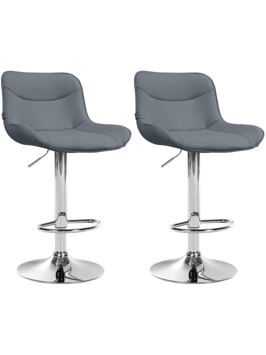 Lot de 2 tabourets de bar Vonore simili cuir chromé, gris
