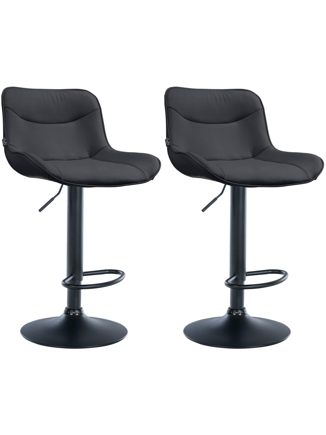 Lot de 2 tabourets de bar Vonore simili cuir, noir