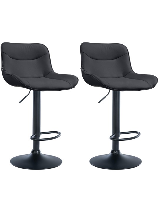 Lot de 2 tabourets de bar Vonore simili cuir, noir