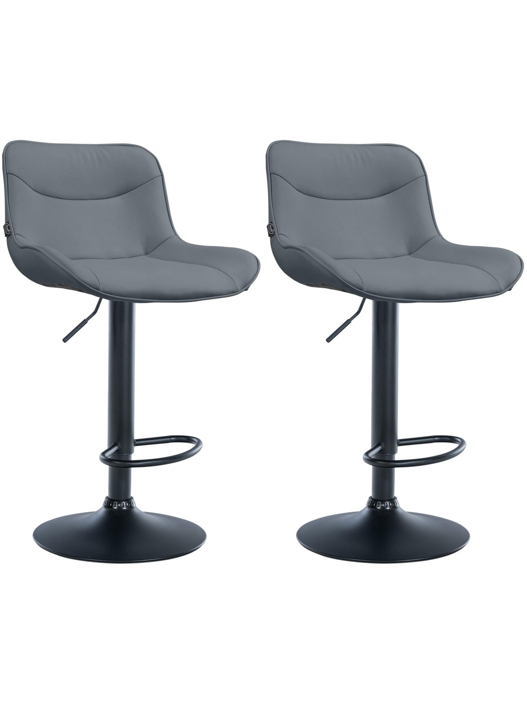 Lot de 2 tabourets de bar Vonore simili cuir, gris