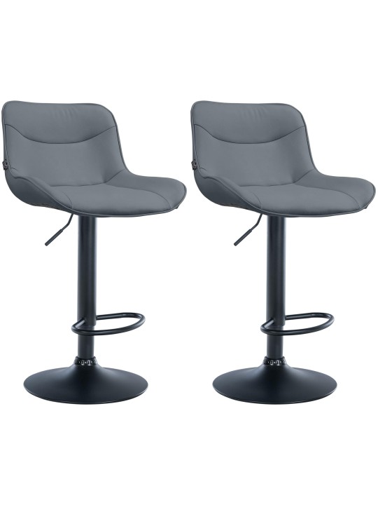 Lot de 2 tabourets de bar Vonore simili cuir, gris