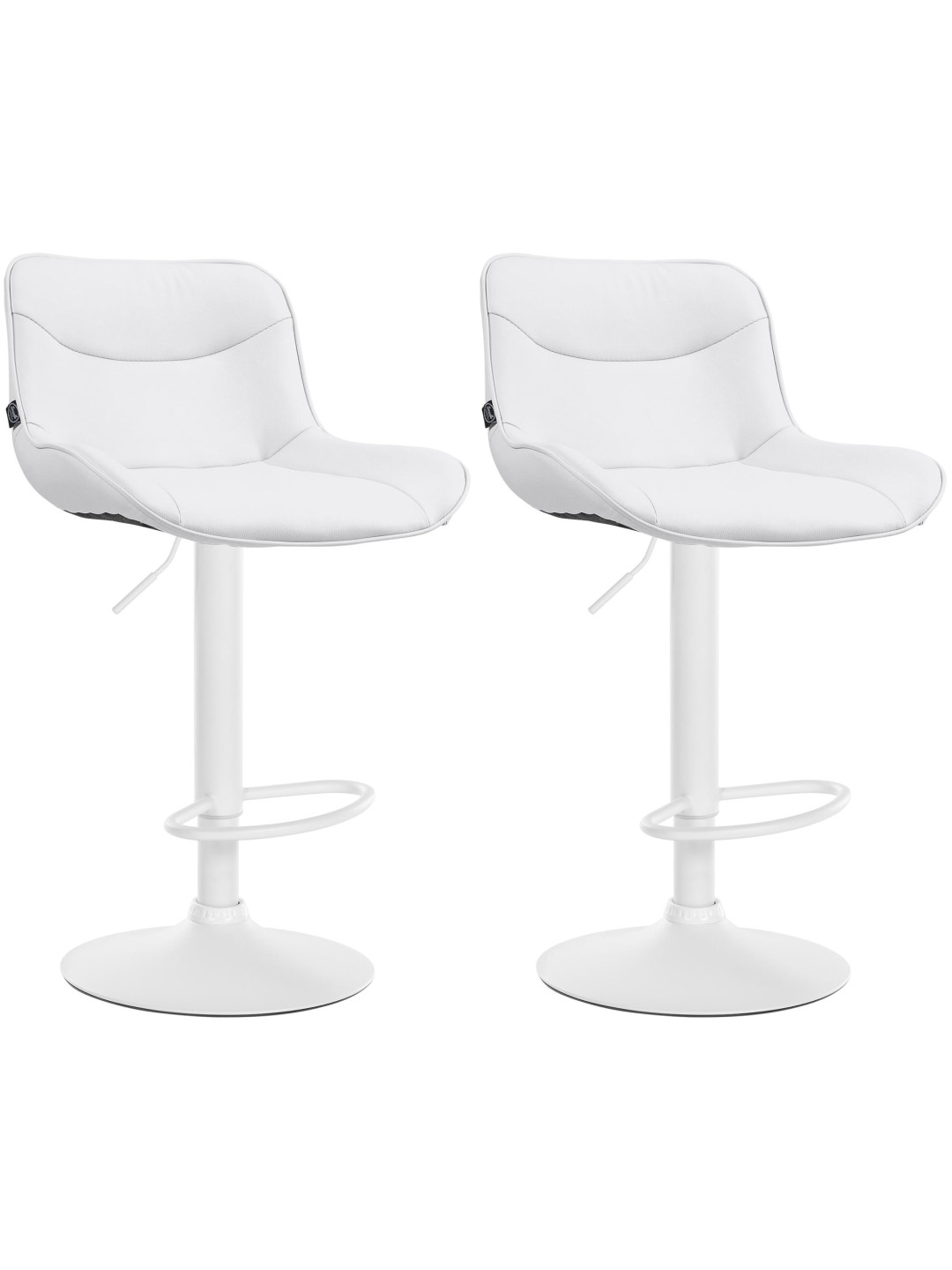 Lot de 2 tabourets de bar Vonore simili cuir, blanc
